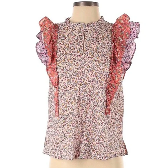 Ann Taylor Floral Ditsy sleeveless ruffle top - Picture 5 of 12